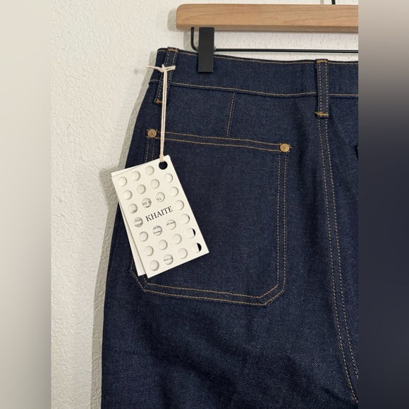 KHAITE The Raquel Sailor Cropped Kick Flare Jeans Raw Dark Wash Size 30 NEW - Picture 9 of 12